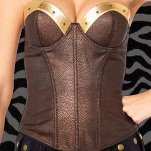 Leg Avenue Sexy Gladiator Warrior Costume Bustier Corset - Brown/Gold - Medium